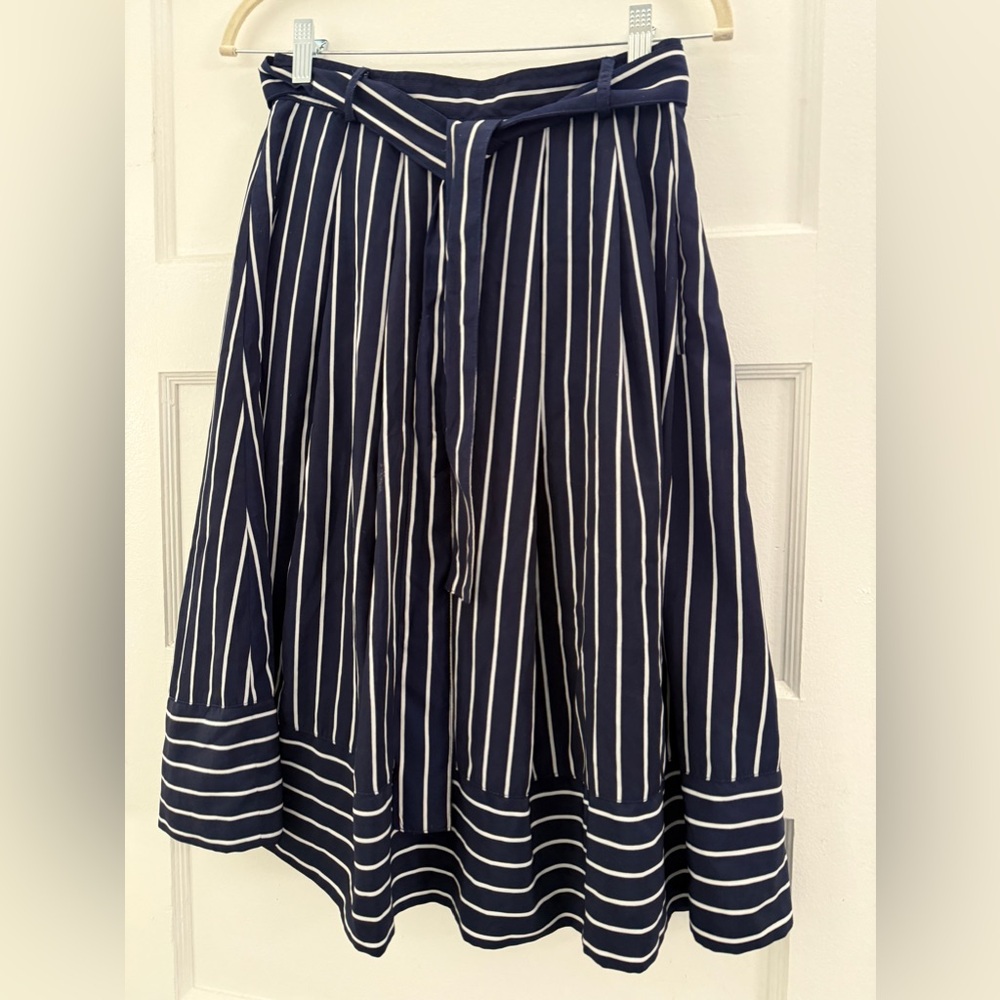 Blue stripped midi skirt